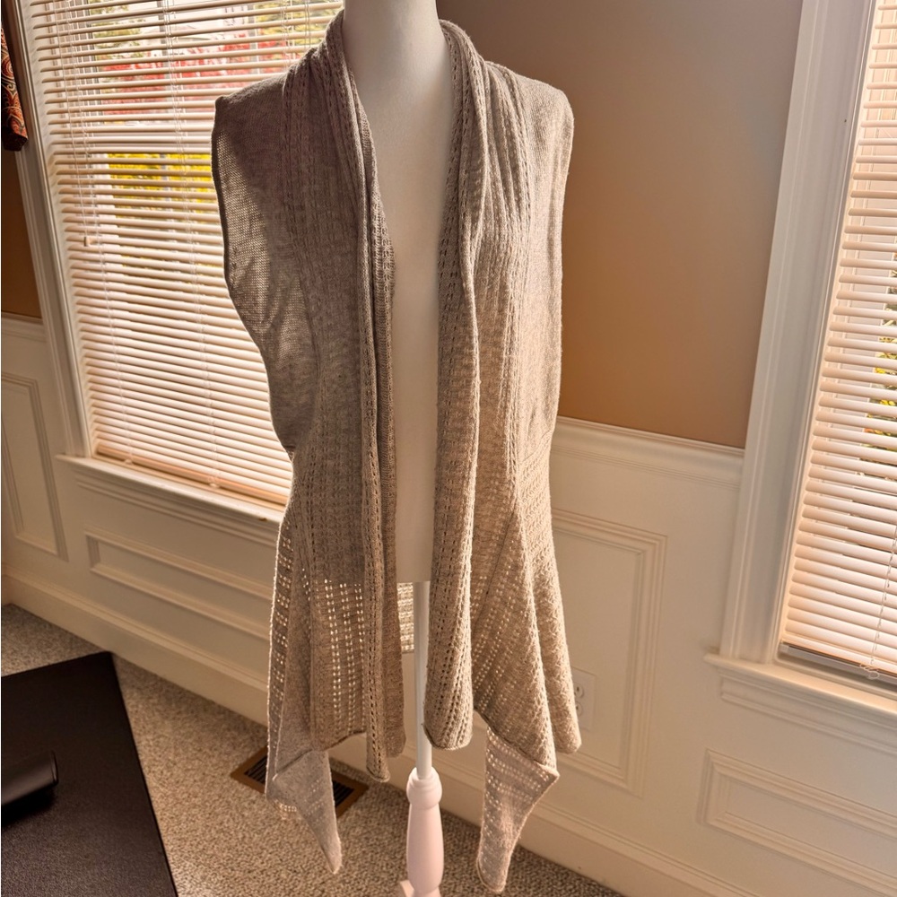 Millia Beige Knit Sleeveless Cardigan